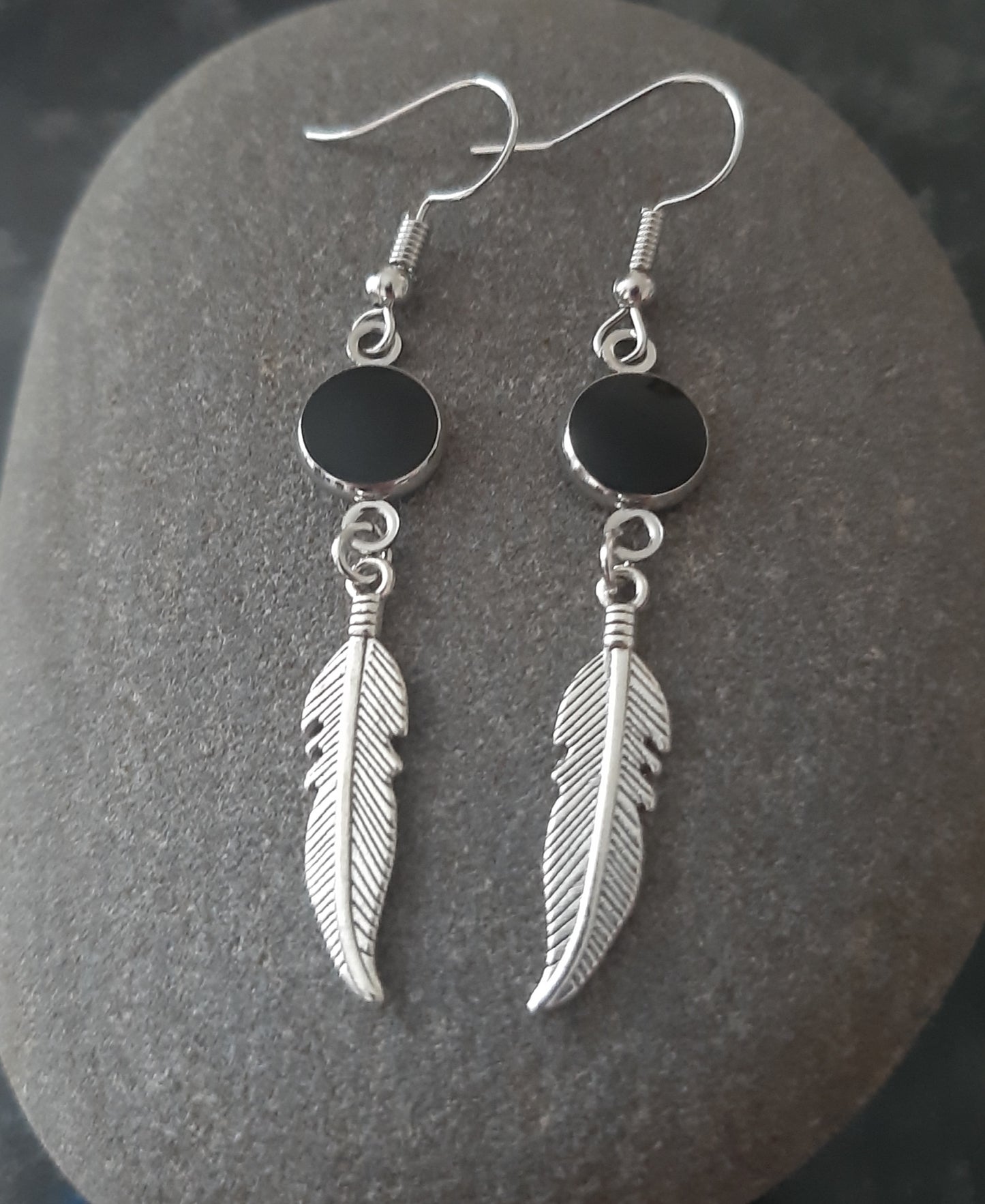 Feather Earrings - Black