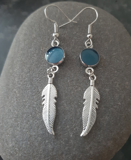 Feather Earrings - Midnight Blue