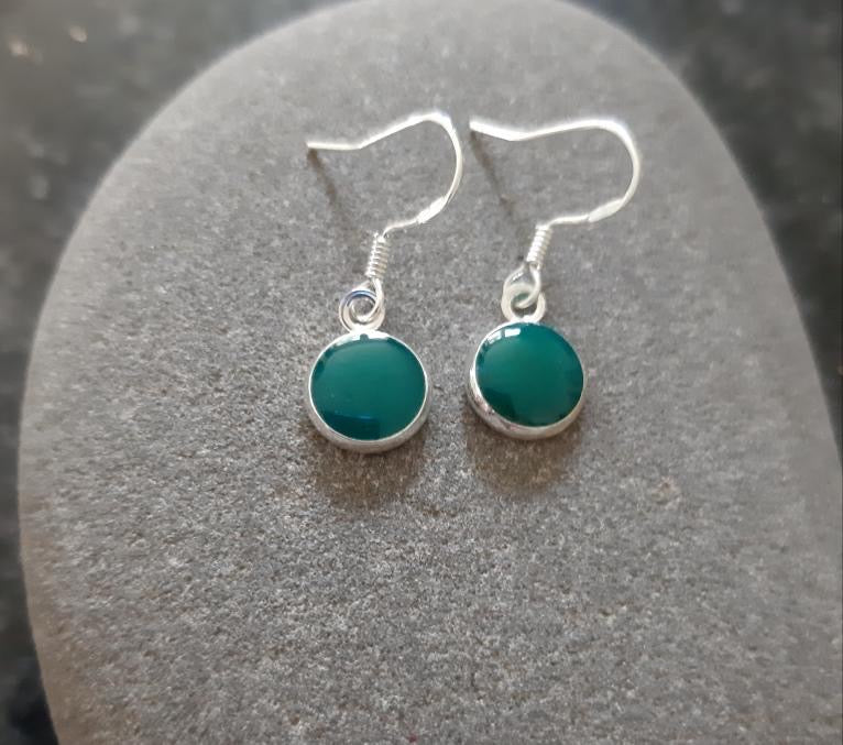 Round Dangle Earrings - Teal