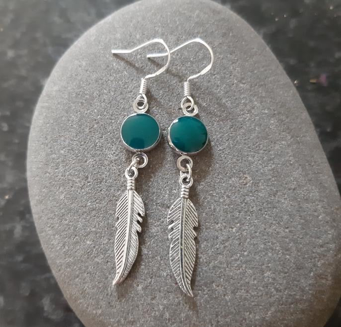 Feather Earrings - Teal